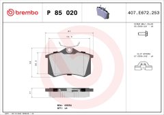 BREMBO P 85 020 — Plăcuțe de frână disc