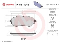 BREMBO P 85 194E — Колодки тормозные дисковые
