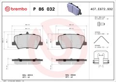 BREMBO P 86 032 — Колодки тормозные дисковые