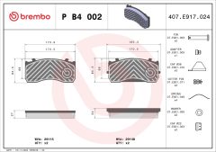 BREMBO P B4 002 — Колодки тормозные дисковые