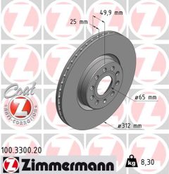 ZIMMERMANN 100.3300.20 — Disc de frână