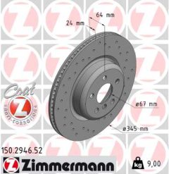 ZIMMERMANN 150.2946.52 — Тормозной диск