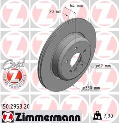 ZIMMERMANN 150.2953.20 — Тормозной диск