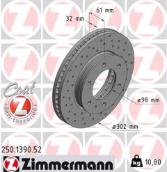 ZIMMERMANN 250.1390.52 — Disc de frână