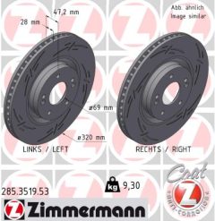 ZIMMERMANN 285.3519.53 — Тормозной диск