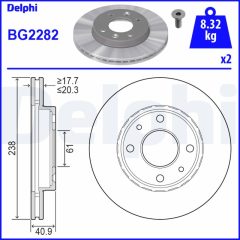 DELPHI BG2282 — Disc de frână