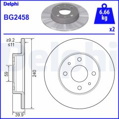 DELPHI BG2458 — Disc de frână
