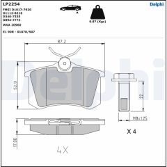 DELPHI LP2254 — Plăcuțe de frână disc