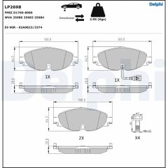 DELPHI LP2698 — Plăcuțe de frână disc