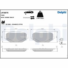DELPHI LP3875 — Plăcuțe de frână disc