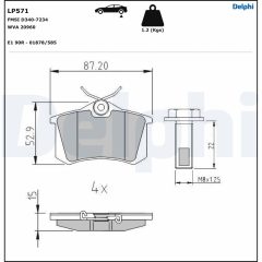DELPHI LP571 — Plăcuțe de frână disc